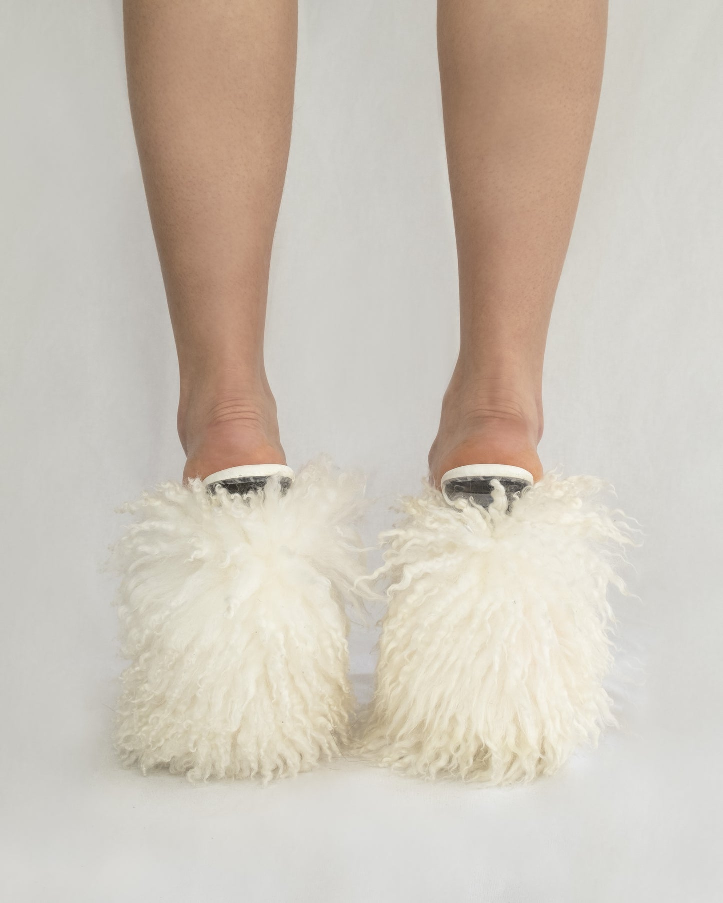 Furry maxi plexi heels