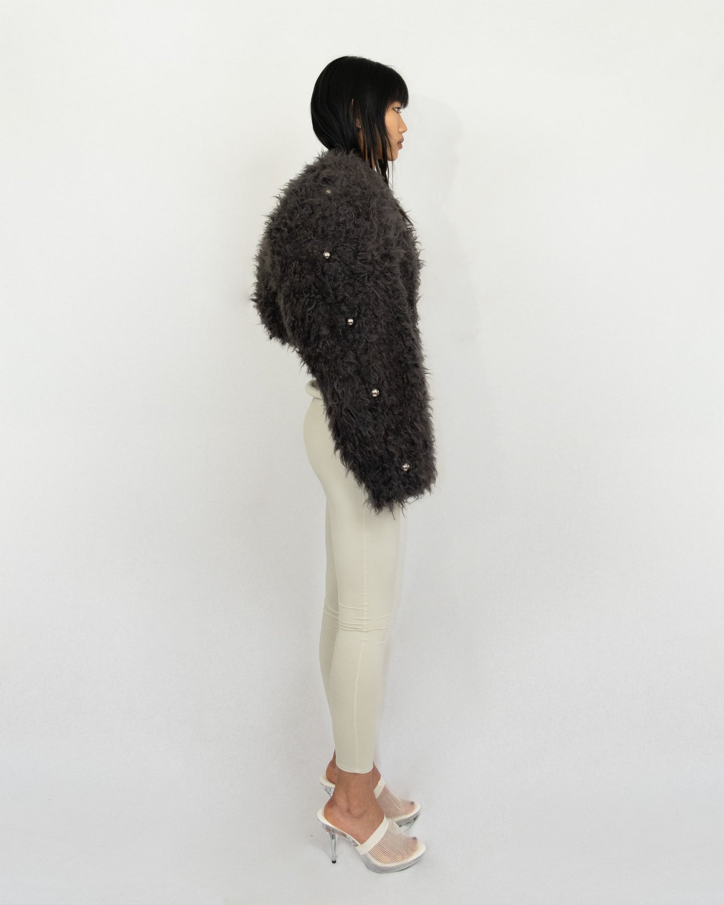 Furry round stud jacket