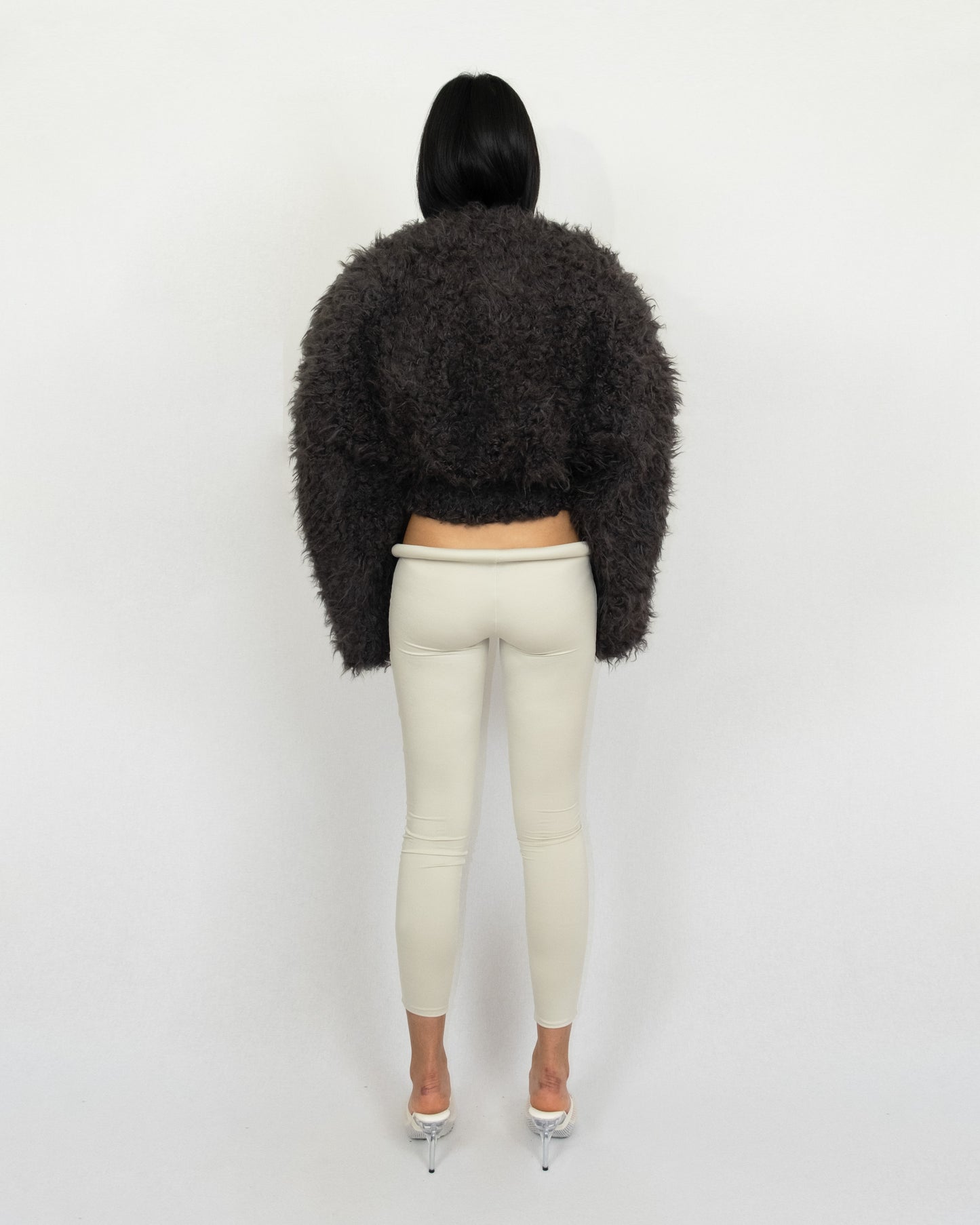 Furry round stud jacket