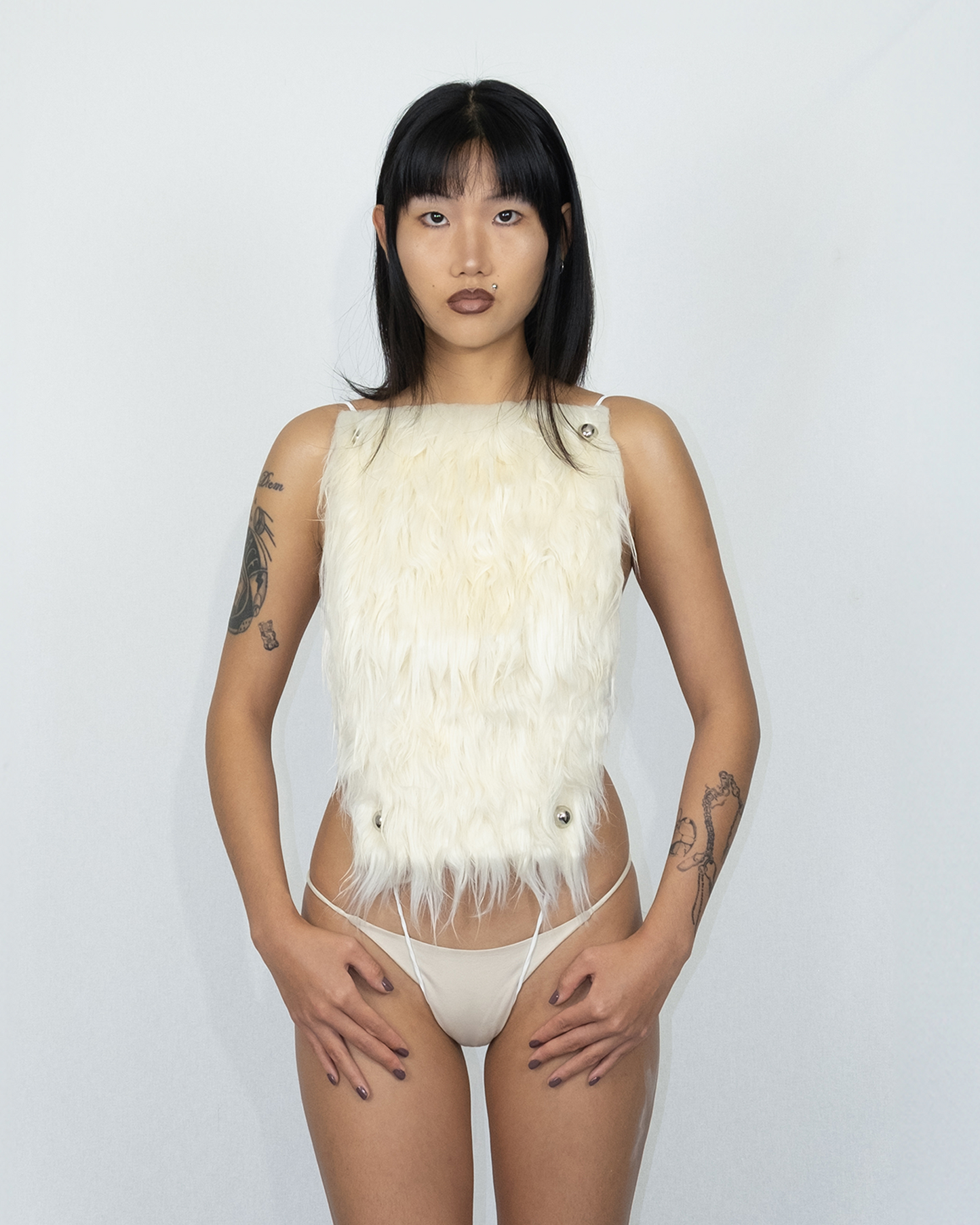Furry backless top