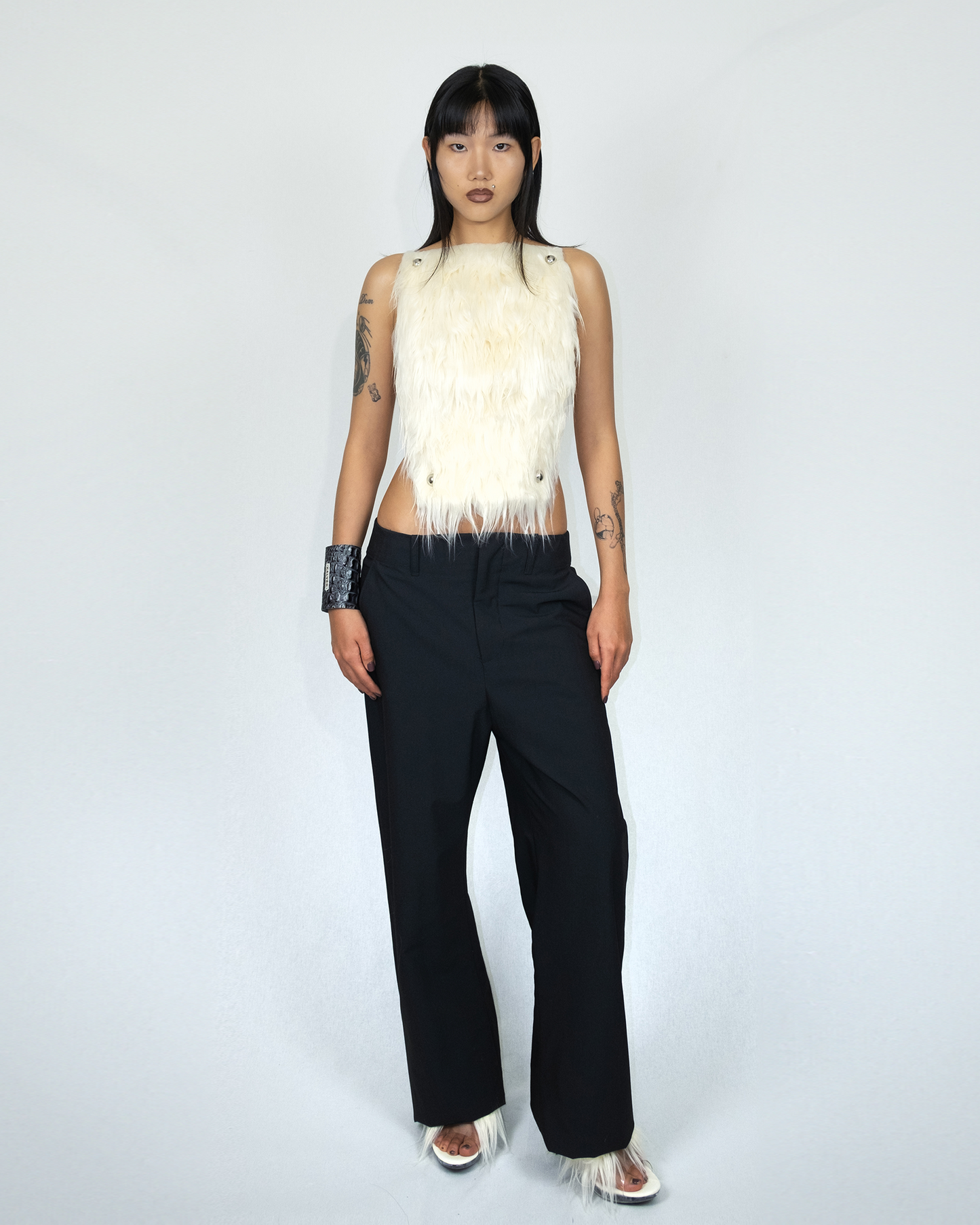 Furry backless top