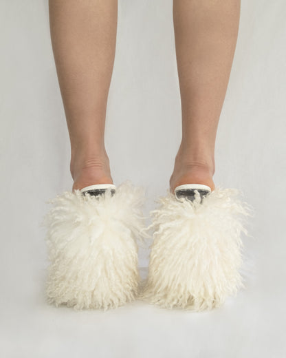 Furry maxi plexi heels