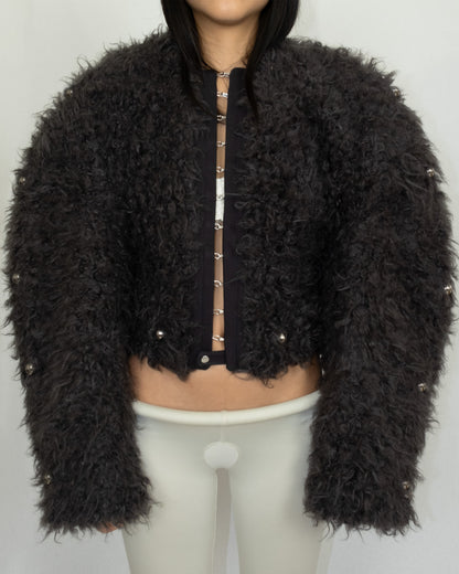 Furry round stud jacket