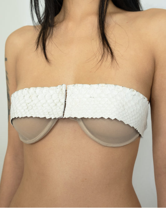 Milky snakeskin underwired bra