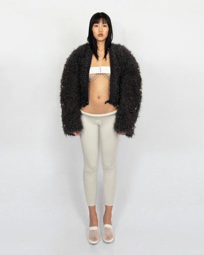 Furry round stud jacket