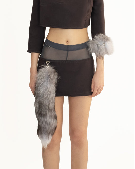 Stringed furry mini skirt