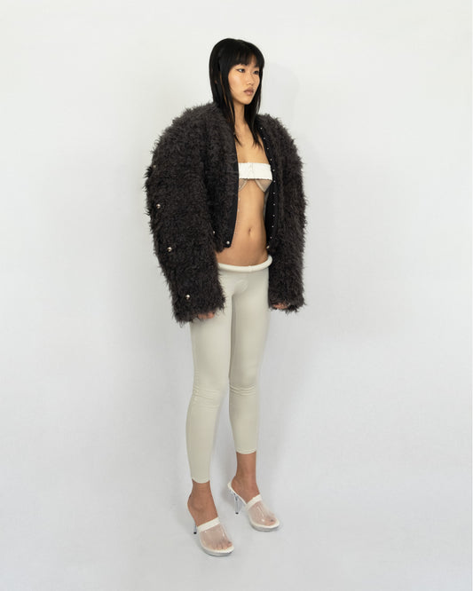 Furry round stud jacket