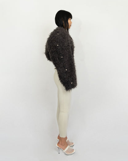 Furry round stud jacket